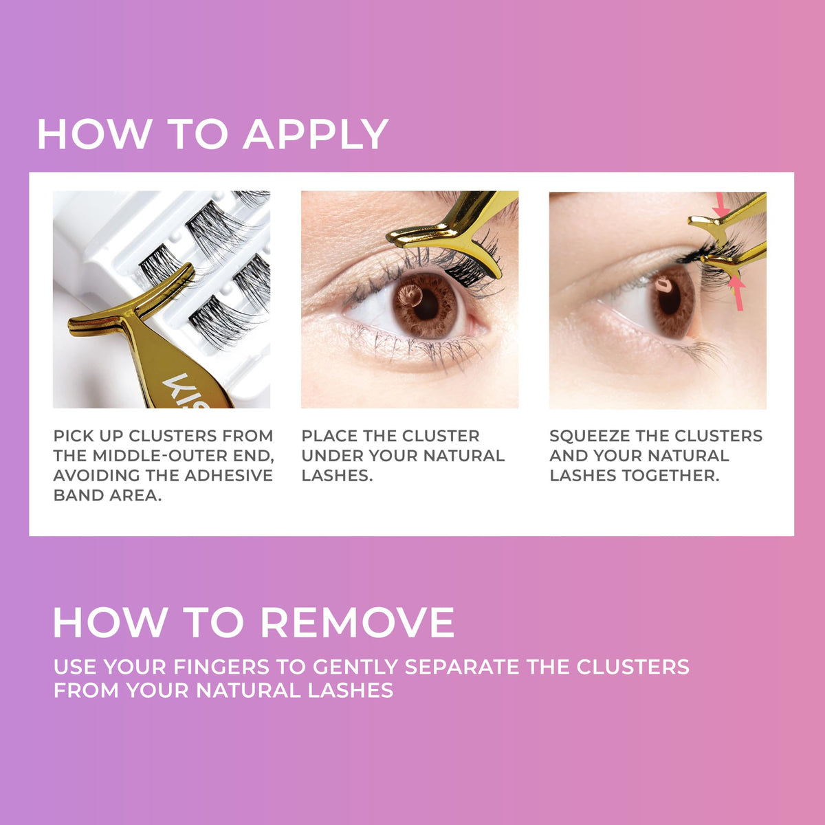 Kiss Impress False Eyelashes, Lash Clusters, Falsies, 'Curly', 10mm-14mm, Includes 30 Clusters, Contact Lens Friendly, Easy to Apply, Reusable Strip Lashes