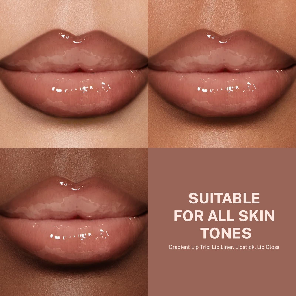 Noerrors 3Pcs Lip Combo Set, Lip Kit with Brown Plumping Lip Liner & Nourishing Lipstick & Nude Glossy Lip Gloss, Long-Lasting, Lightweight, Non-Sticky, Juicy Nude Pink Lip Contour Trio Set for Women