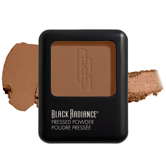 Black Radiance Pressed Powder, Pigment-Rich Matte Finish for Light Skin Tones, Oil-Absorbing Compact with Mirror & Sponge - Golden Almond