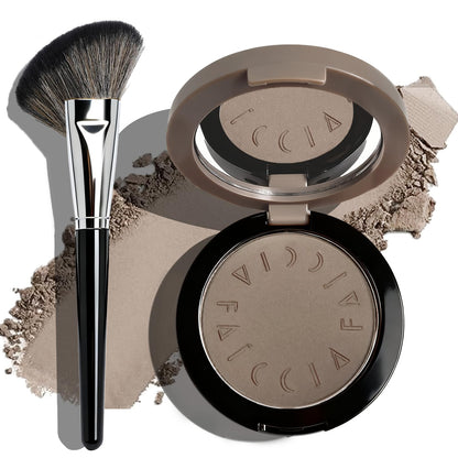 Cool Toned Contour Palette with Face Brush, Taupe Grey Contour Powder
