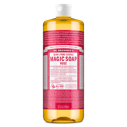 Dr. Bronner's Rose Pure-Castile Liquid Soap, Hand Soap, 32 oz