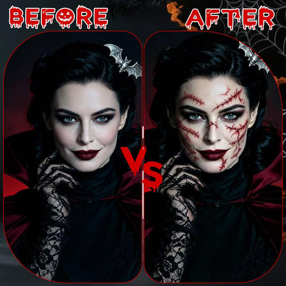 25 Sheets Fake Scar Temporary Tattoos Bloody Halloween Makeup Stickers