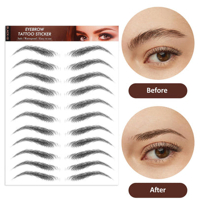 YUXIANLB 10 Sheets Waterproof Eyebrow Tattoo Fake Eyebrows Sticker 4D Hair-Like Eyebrow Tattoos Stickers Temporary Eyebrow Tattoo For Women Long-Lasting Eyebrow Christmas For Makeup Beginner(Black-10)