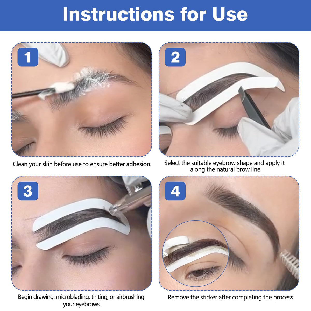 12Pairs Airbrush Eyebrow Shaping Stickers Stencils Shape Tape Disposable