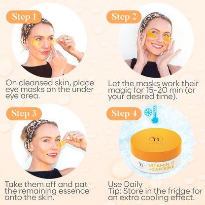 Under Eye Patches with Vitamin C and Caffeine for Puffy Eyes, Dark Circles