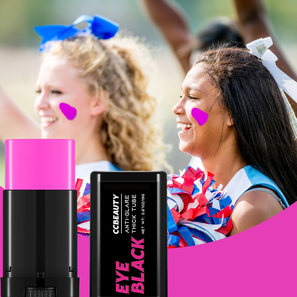 CCBeauty Hot Pink Eye Black, Sweatproof Eyeblack Stick For Baseball Football Softball Lacrosse, Face Paint Sports Grease For Pro Performance, Game Day Cheer Playoffs Accessories for Players & Fans