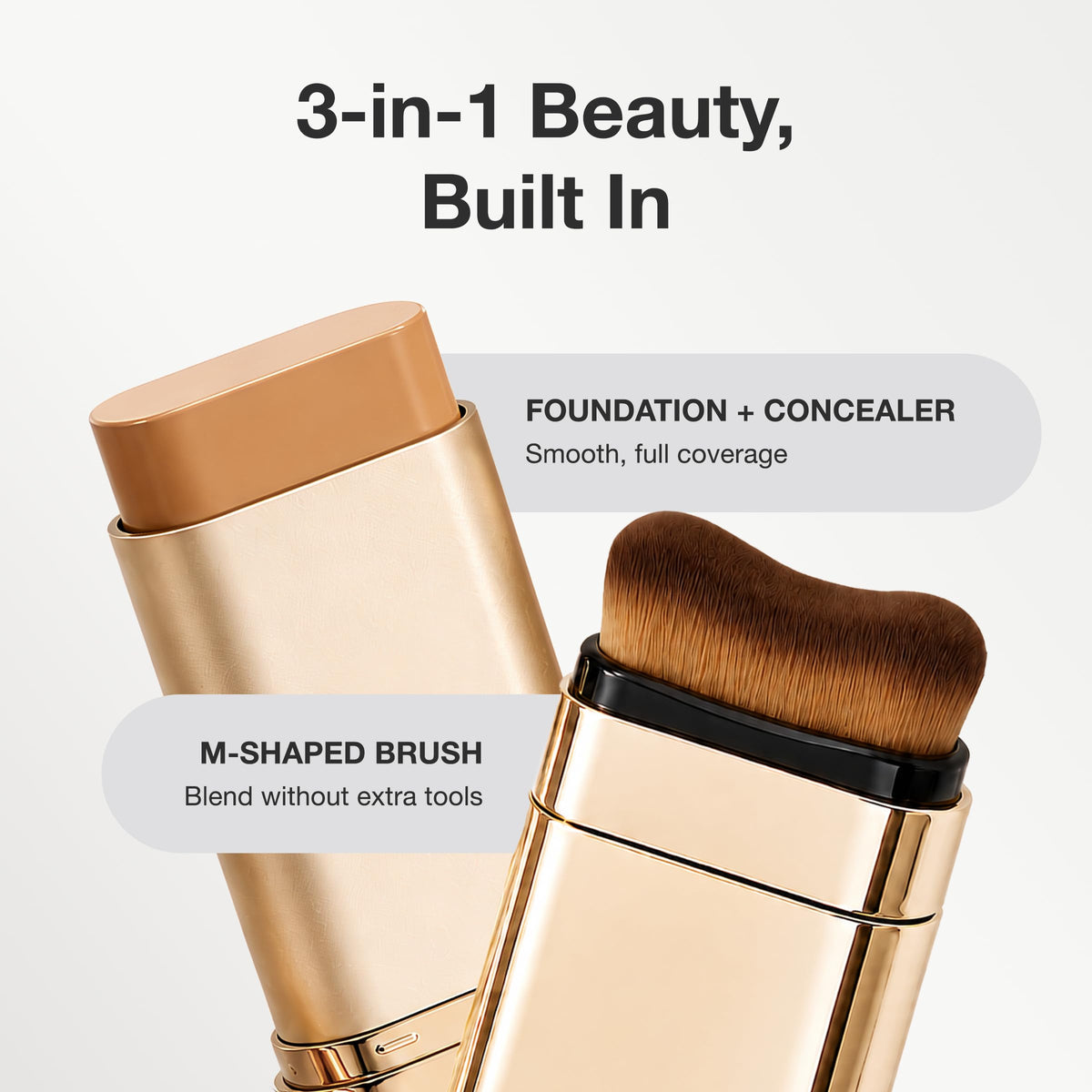 Hanae Korea 3-in-1 Foundation Stick with Brush, Full Coverage | Medium Tone