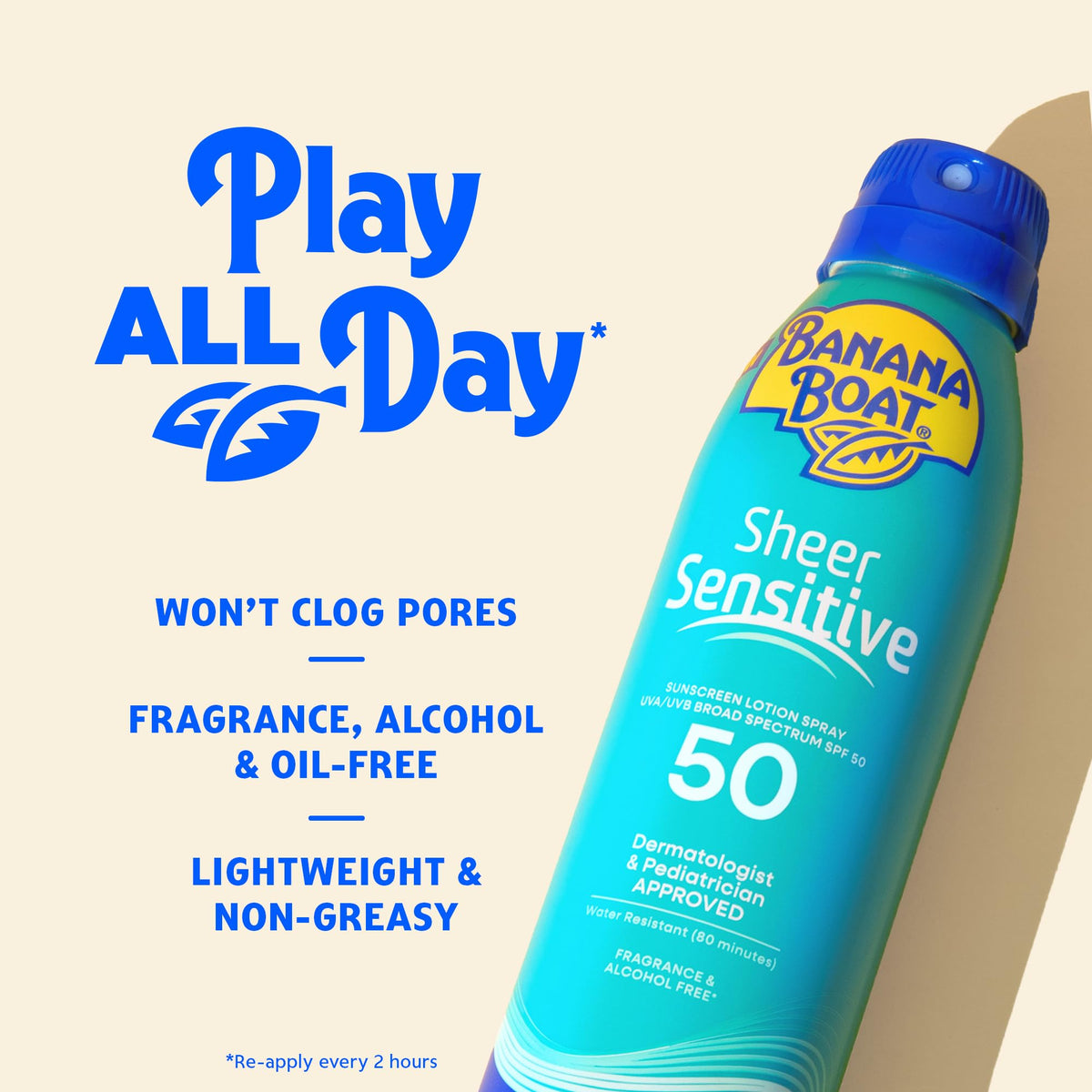 Banana Boat Sheer Sensitive Sunscreen Spray SPF 50, 6 Oz
