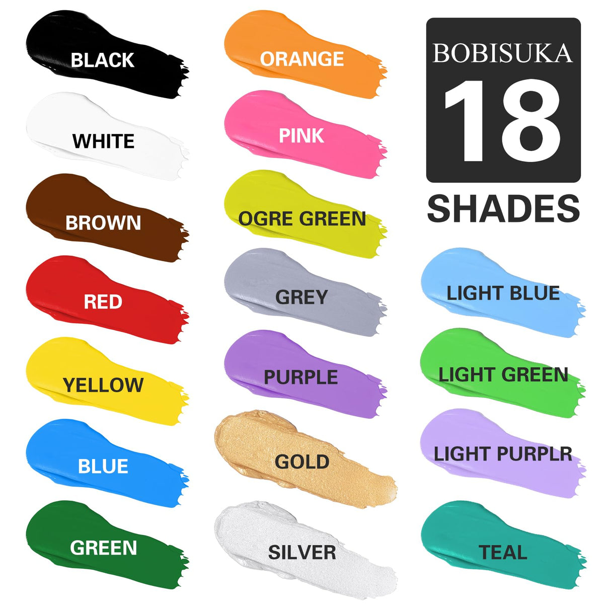 BOBISUKA Black Face Body Paint, Water Based Face Painting for Art Theater Halloween Party Cosplay Clown SFX Makeup for Women Adults, Non-Toxic Washable