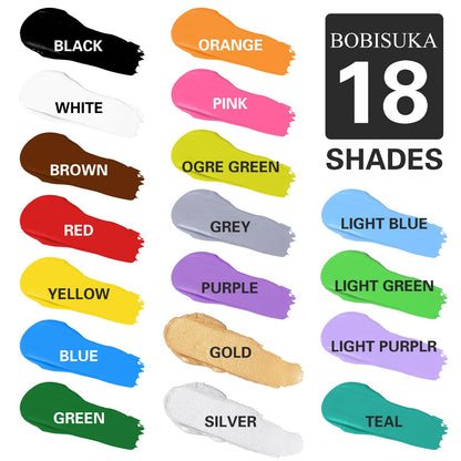 BOBISUKA Black Face Body Paint, Water Based Face Painting for Art Theater Halloween Party Cosplay Clown SFX Makeup for Women Adults, Non-Toxic Washable
