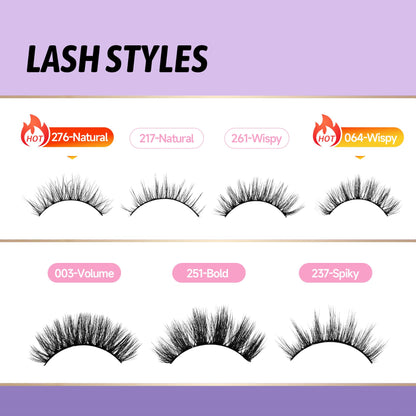 GAQQI False Eyelashes, Strip Lashes Kit With Glue, 3D Natural Lashes