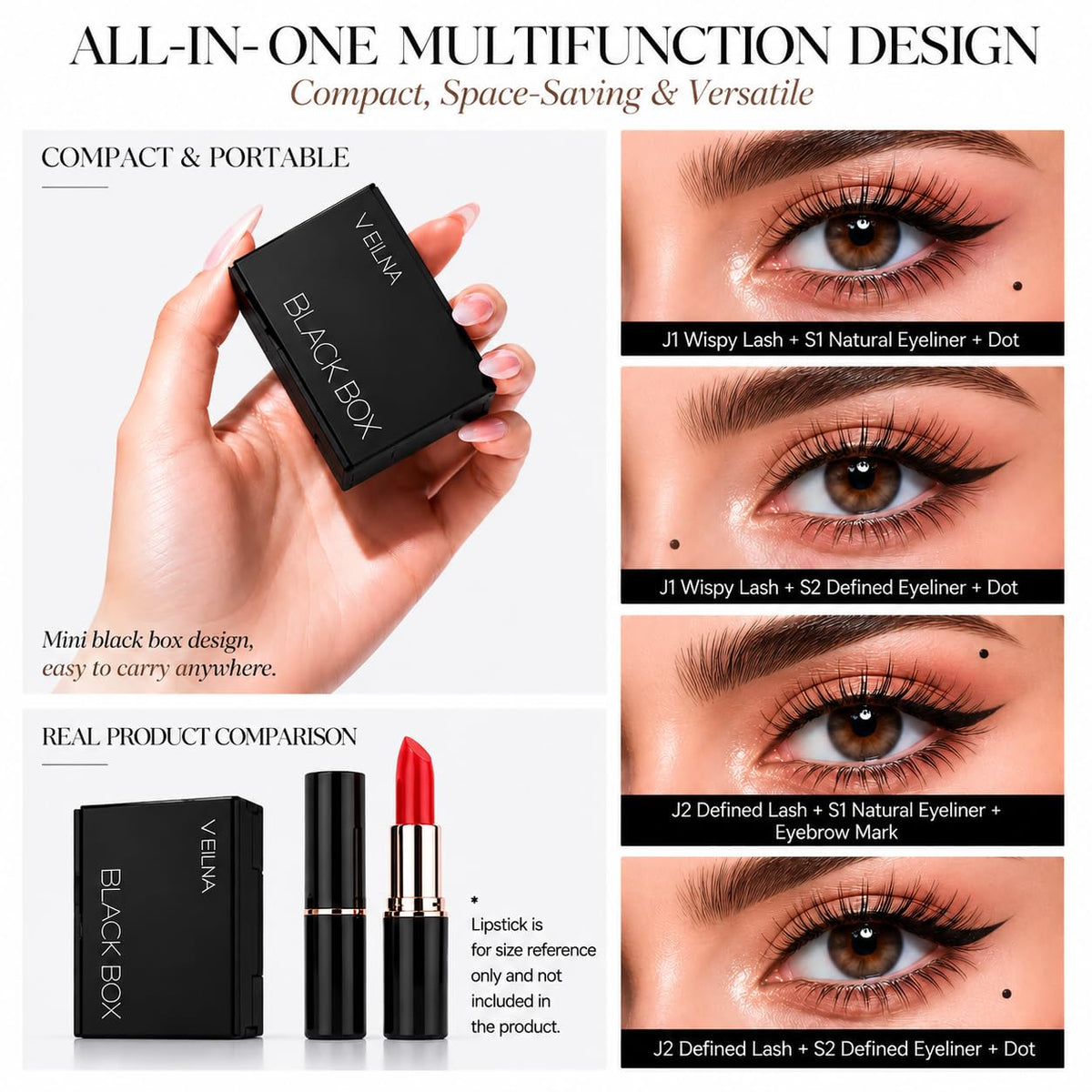 VEILNA Winged Eyeliner & Lower Lash Stamp,Waterproof,Easy for Beginners