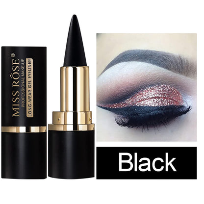 MISS ROSE M Gel Eyeliner, Black Eyeliner Pencils, delineador de ojos contra el agua, Easy to Use, Eye Makeup for Women (Black)