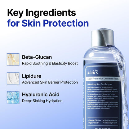 DearKlairs Unscented Toner | Hyaluronic Acid Korean Toner for Sensitive Skin, Skin Flooding & High-Active Layering, Vegan, Essential Oil Free, Ethanol Free, 6.08 fl oz