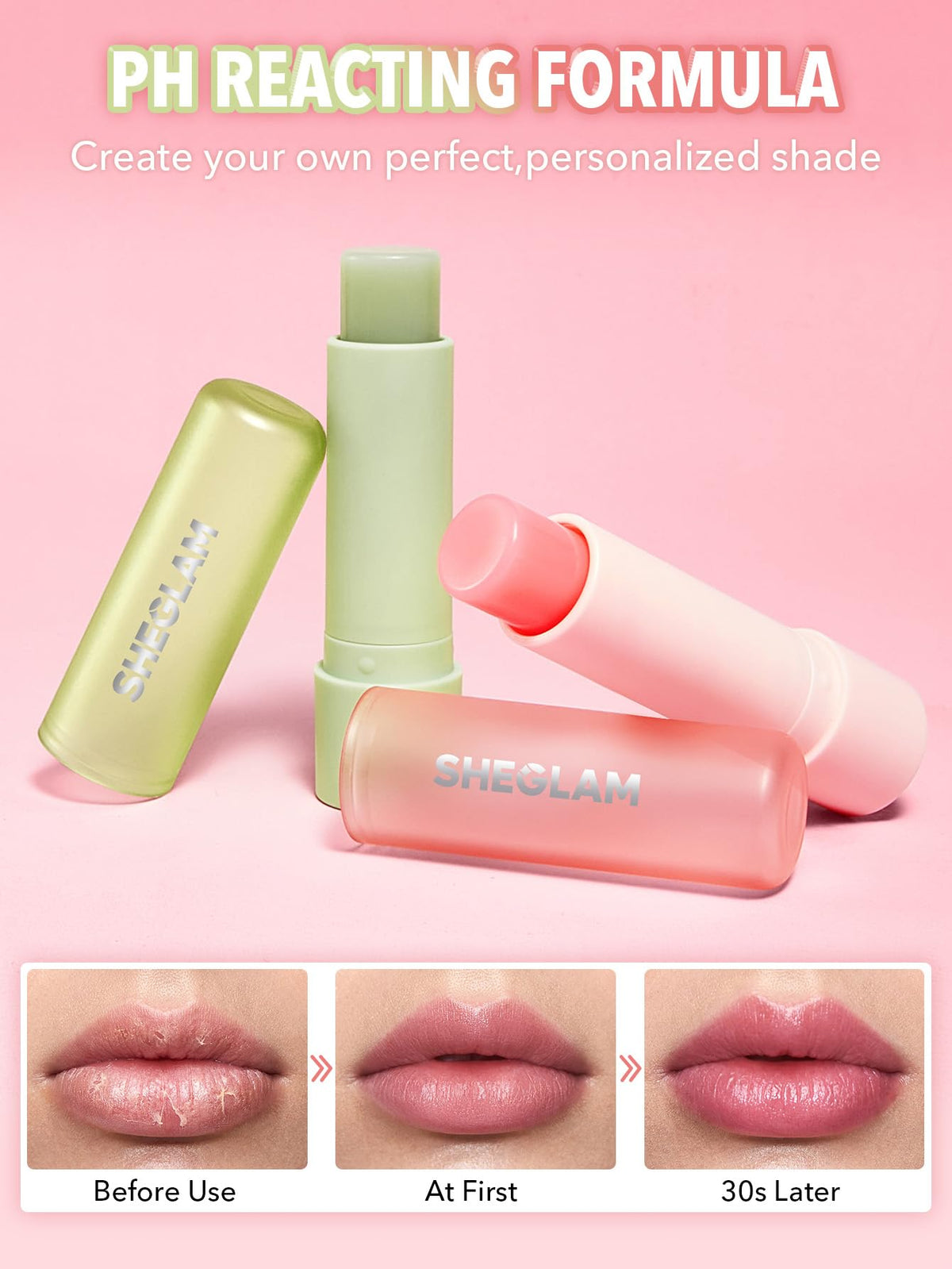 SHEGLAM Pout PHresh Color Changing Moisturizing Lipstick Tinted Lip Balm Magic Temperature Color Change Lipstick-Watermelon