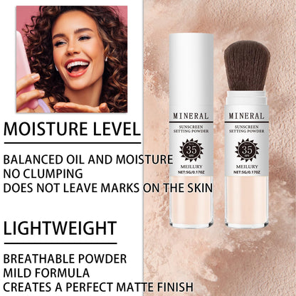 Meilury Sunscreen Setting Powder SPF 35, Mineral Powder for Face & Scalp