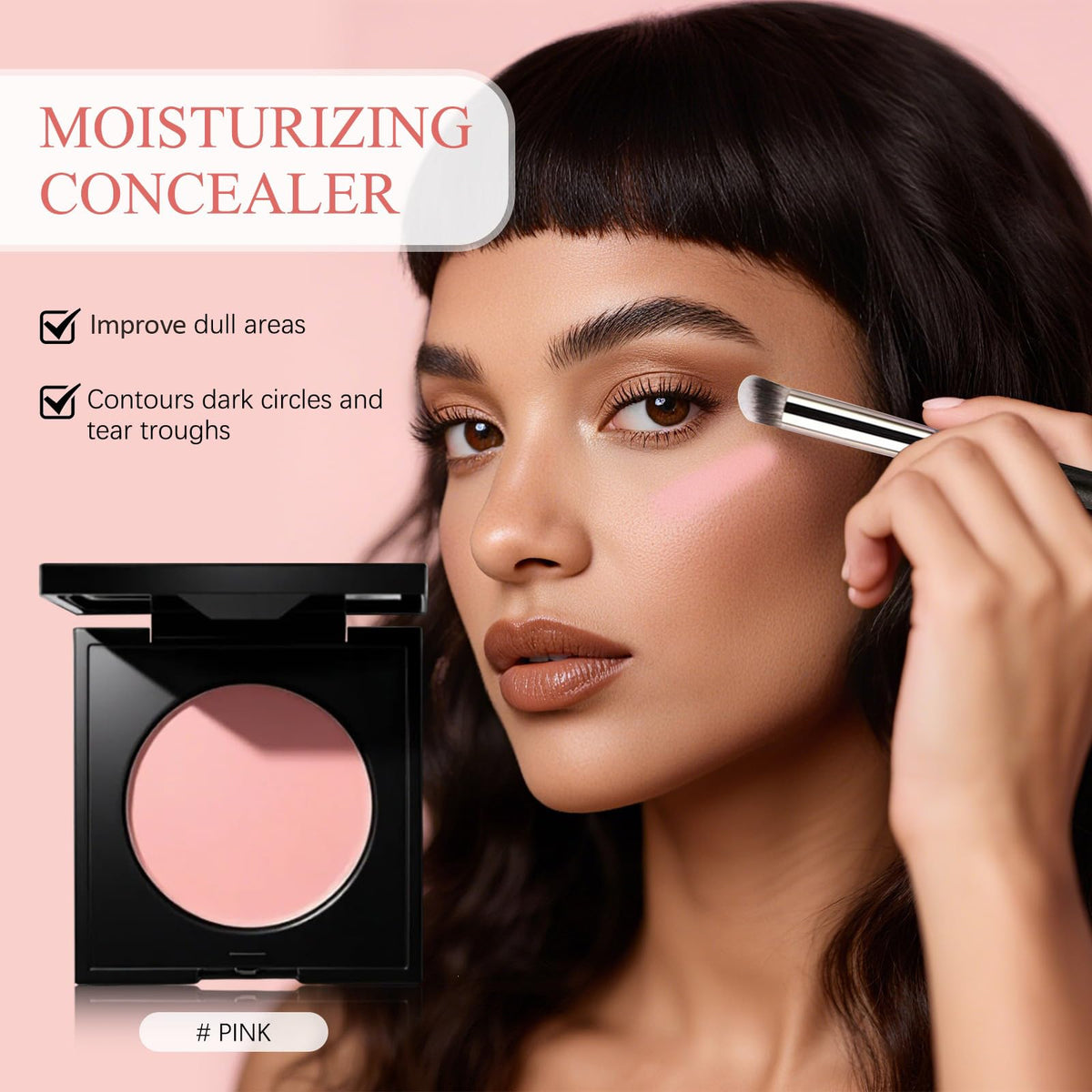 Luminance Under Eye Concealer, Pink Under Concealer, Waterproof, Covers Dark Circles, Moisturizing and Blending, Peach-Colored Eye Cream, Effectively Covers Dark Circles
