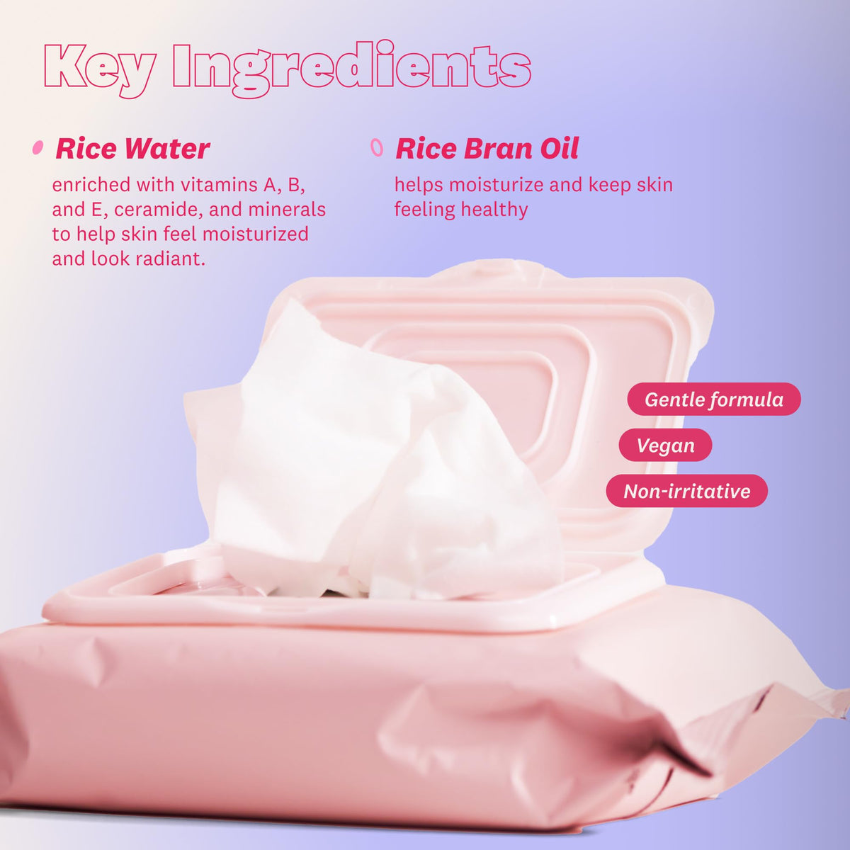 THE FACE SHOP Rice Water Bright Makeup Remover Wipes, 50 Count
