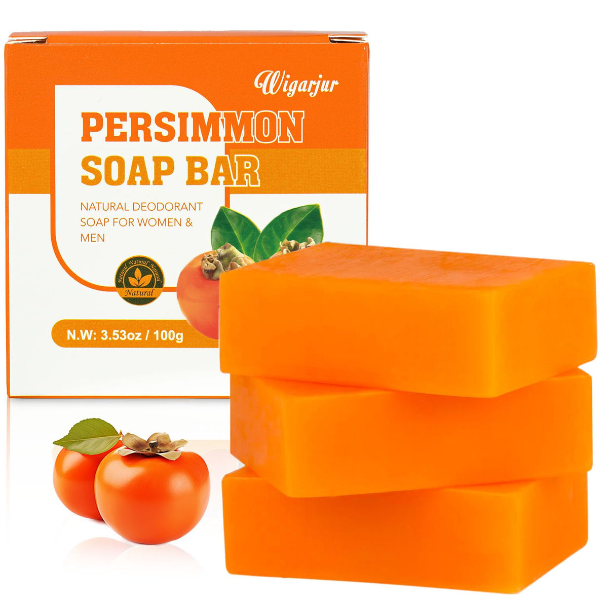 3 PCS Persimmon Soap Bar for Old People Smell, Remove Bad Body Odor