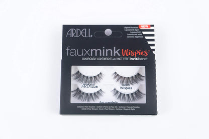 Ardell Faux Mink Demi Wispies - Lightweight Volumizing Strip Lashes, Natural-Looking False Eyelashes, Knot-Free with Invisiband, Black, 2 Pairs