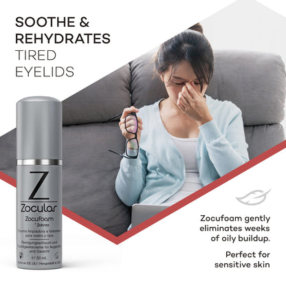 Zocular ZocuFoam Foaming Eyelid Cleansing Foam, Gentle pH-Balanced, 50 mL