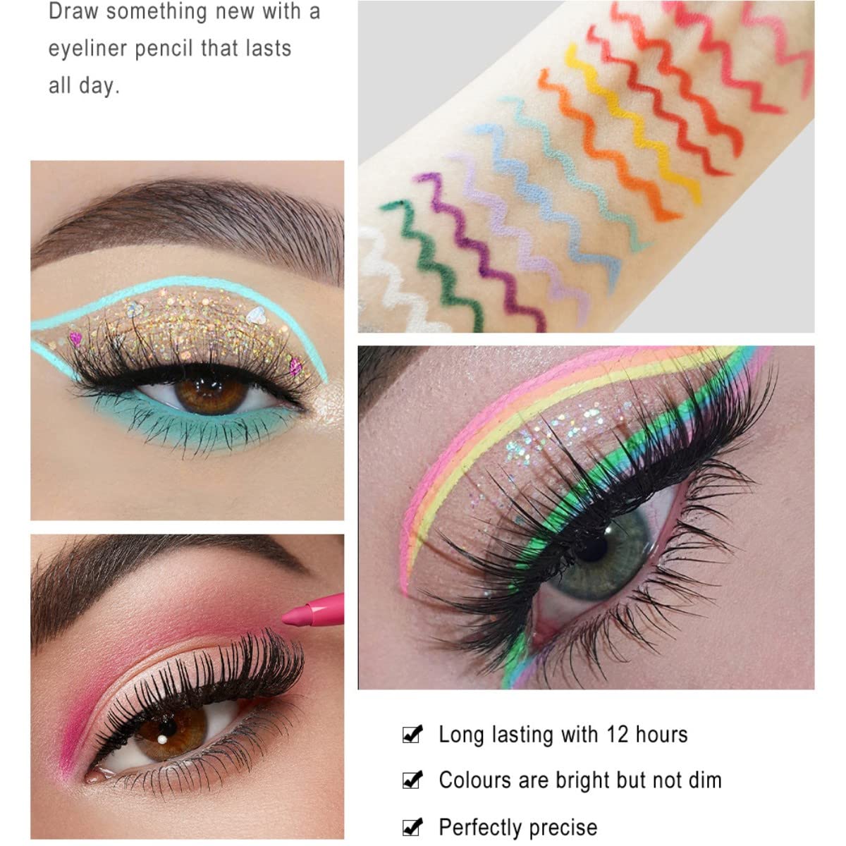 ONarisae eyeliner pencil retractable eyeliner creamy pigmented smudge proof eye liner pen Purple