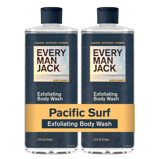Every Man Jack Exfoliating Body Wash for Men, Pacific Surf, 2pk