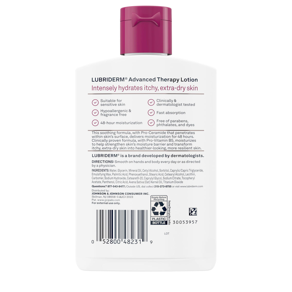 Lubriderm Advanced Therapy Hand & Body Lotion, Fragrance Free, 6 fl. oz