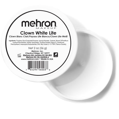 Mehron Makeup Clown White Lite - 2.25 oz, Vegan Cream Face & Body Paint