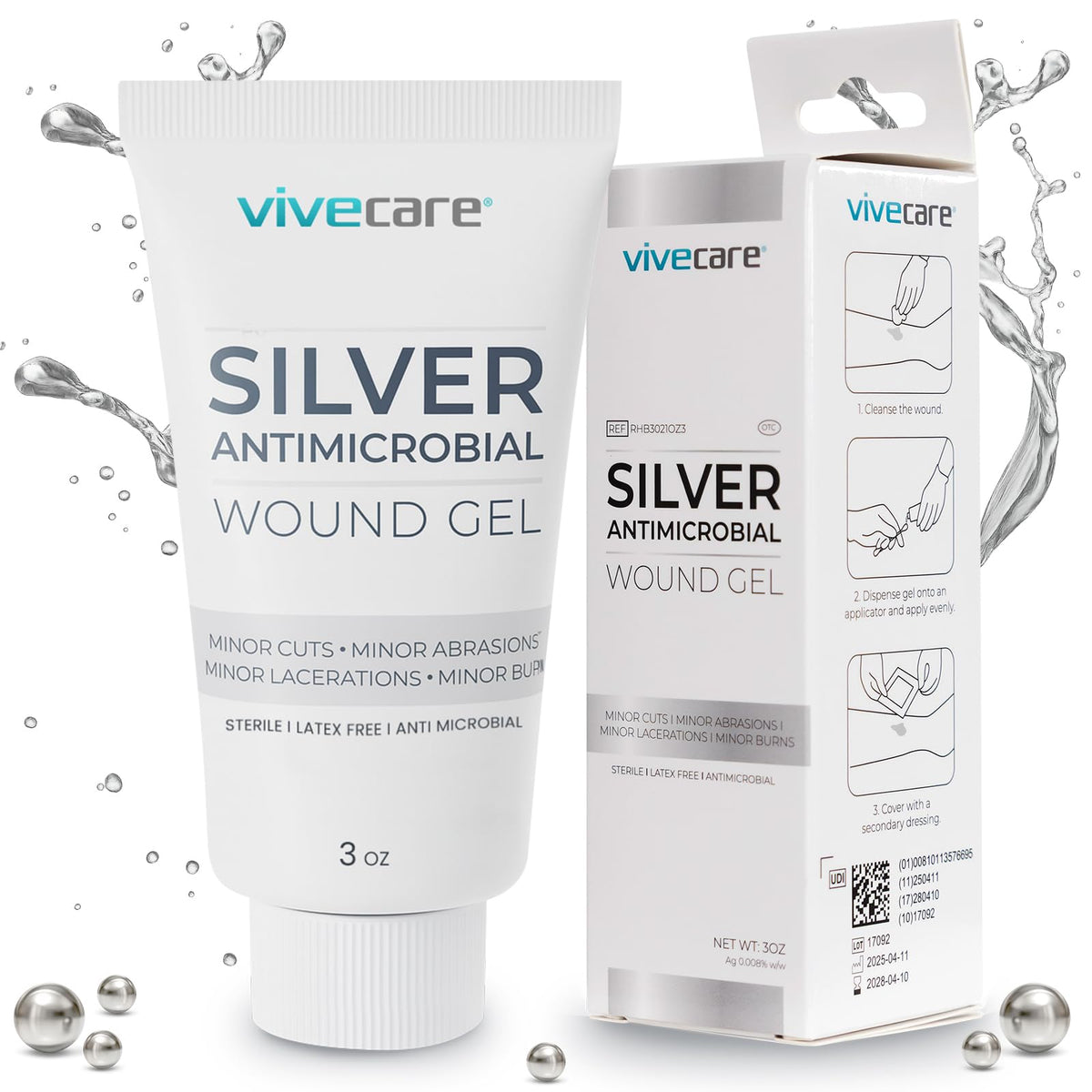 ViveCare Silver Wound Gel – Anti-Microbial Healing Ointment for Burn Relief