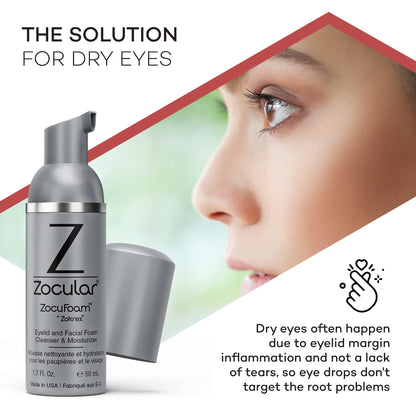 Zocular ZocuFoam Foaming Eyelid Cleansing Foam, Gentle pH-Balanced, 50 mL