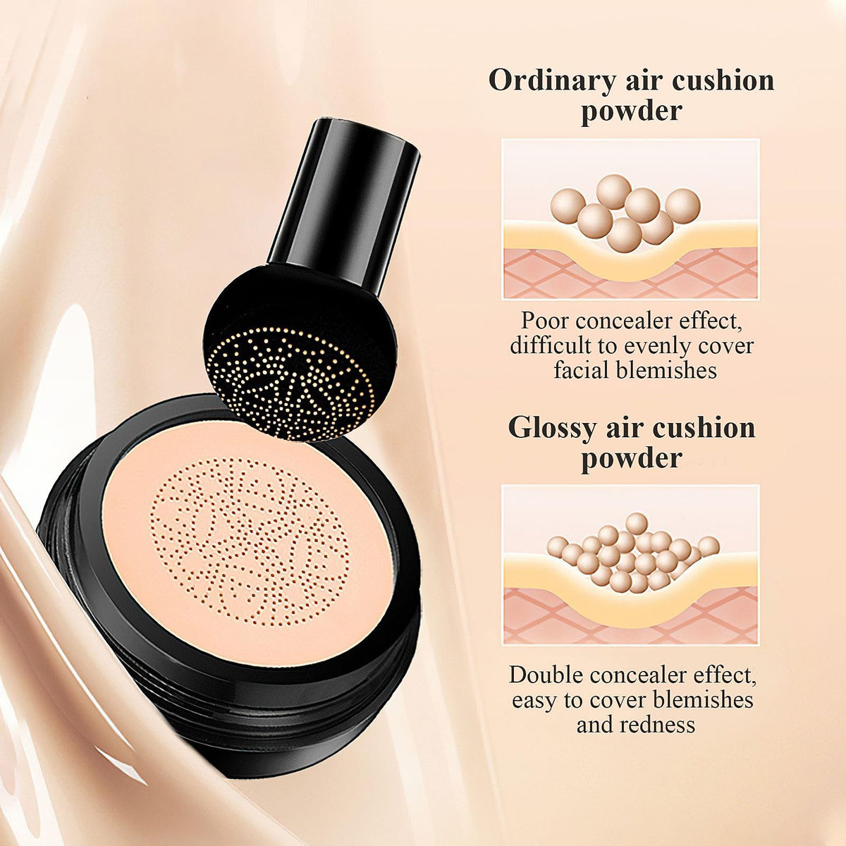 OETUIOW Cushion Foundation Concealer Full Coverage CC Cream, Natural