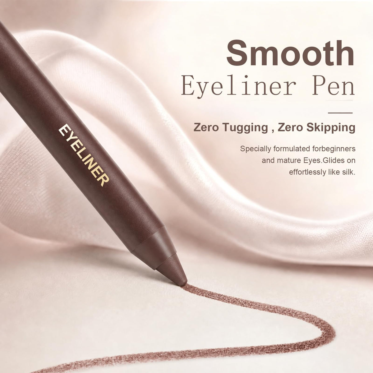 Plum Brown Eyeliner Pencil for Mature Eyes, Waterproof Smooth No-Tug Glide