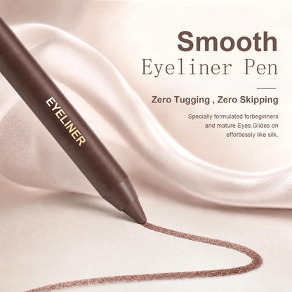 Plum Brown Eyeliner Pencil for Mature Eyes, Waterproof Smooth No-Tug Glide