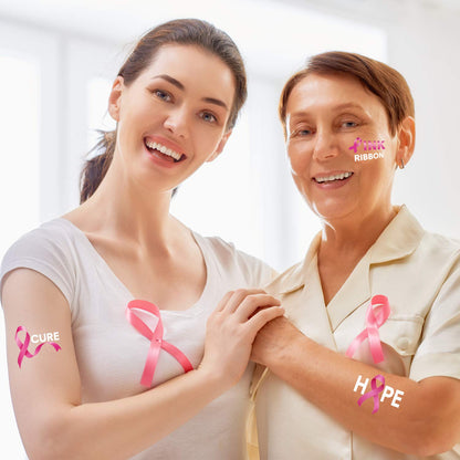 Zonon 144 Pcs Pink Ribbon Tattoos, Breast Cancer Awareness Temporary