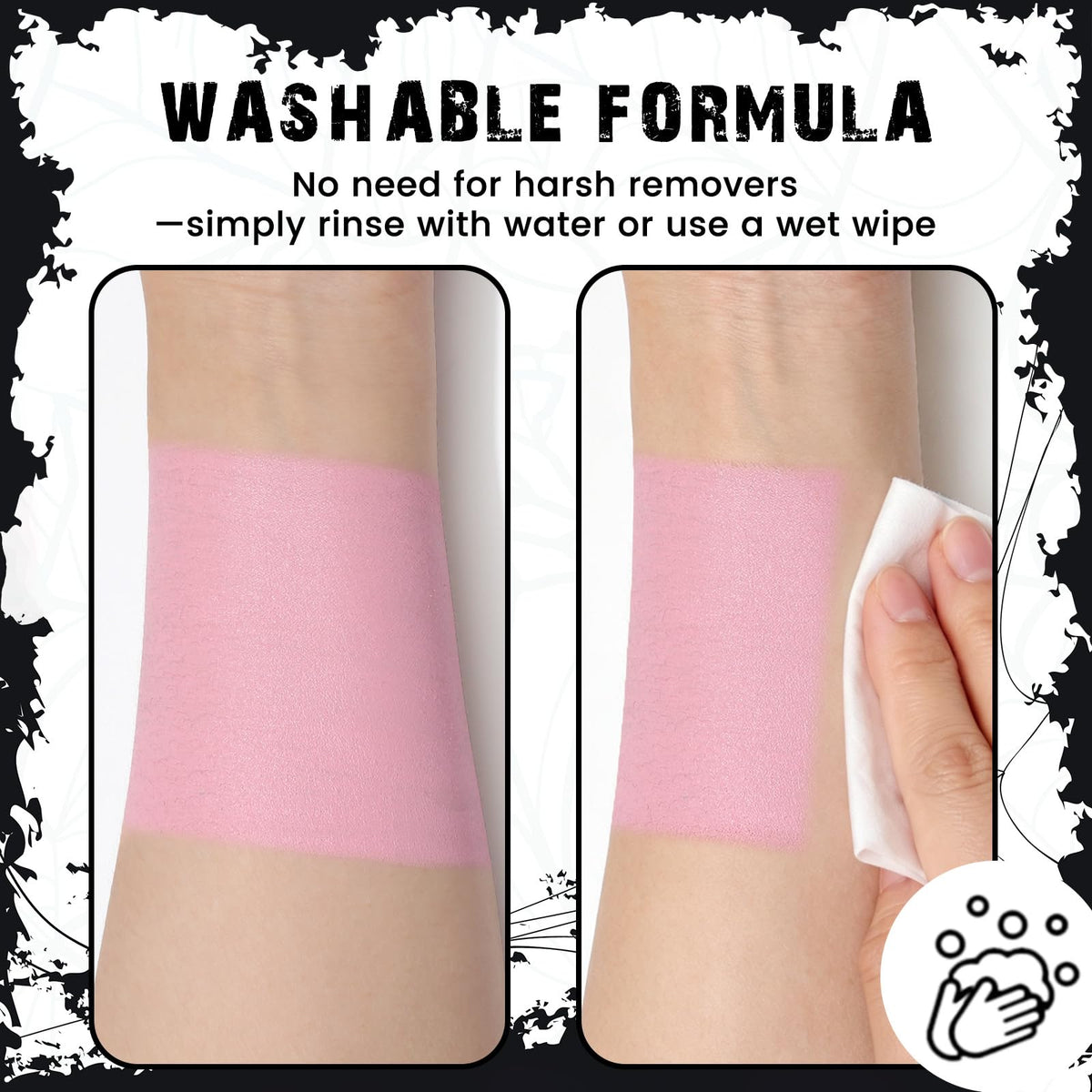 BOBISUKA Light Pink Face Paint Stick, Highly Pigmented Full Coverage Washable Cream Face & Body Paint for Halloween Doll Sugar Skull Unicorn Panther Clown Cosplay SFX & Costume Party