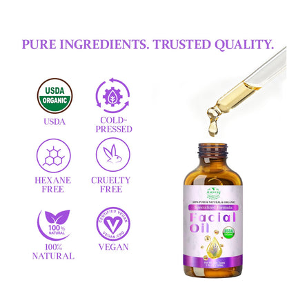 MMPANG Organic Glow Face Oil with Rosehip Oil, Facial Oil for Dry Skin