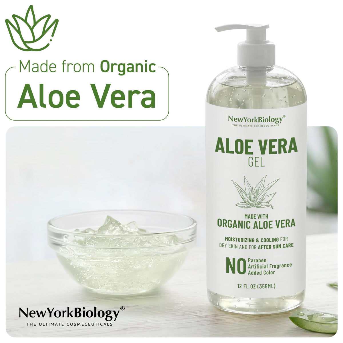 New York Biology Aloe Vera Gel - 12 Fl Oz