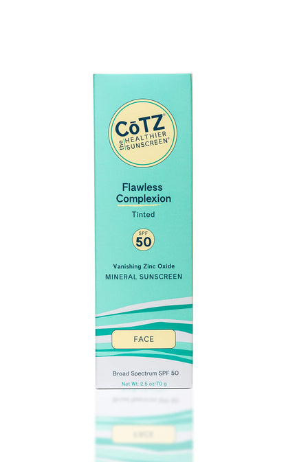 CoTZ Skincare | Flawless Complexion | Lightly Tinted | Facial Mineral Sunscreen Broad Spectrum SPF 50; 2.5 oz / 70 g