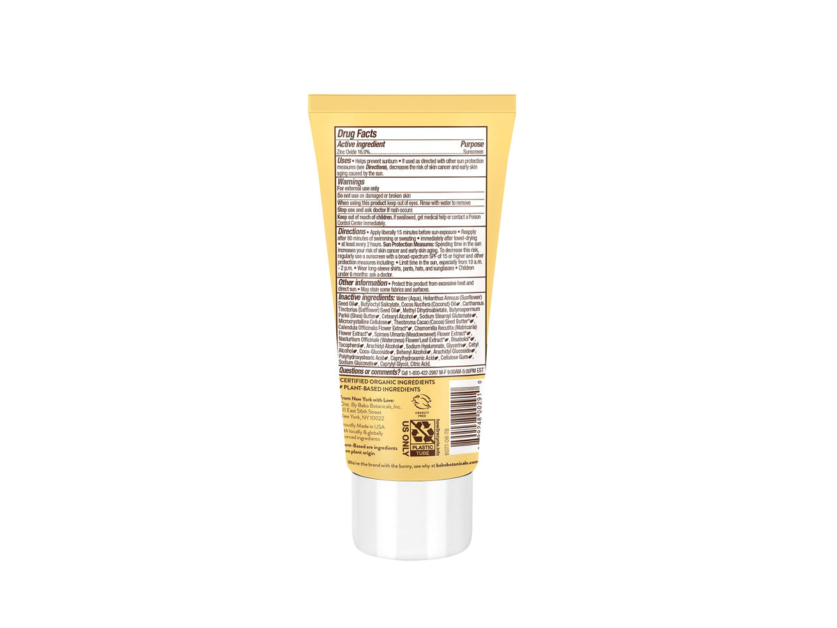 Babo Botanicals, Sunscreen Unscented SPF30, 3 Fl Oz