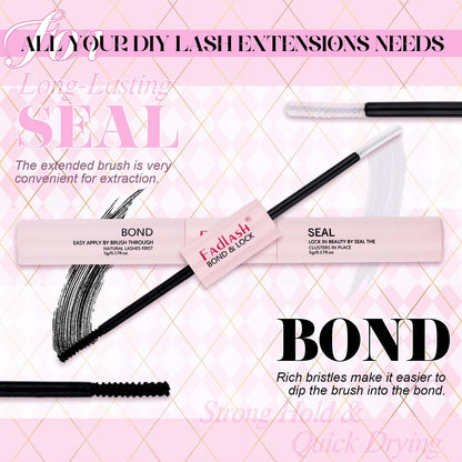 FADLASH Lash Clusters Kit 280PCS Natural Eyelash Clusters Individual D Curl Cluster Eyelash Extensions 8-16mm with Lash Bond and Seal Lash Tweezer for Beginners Soft Thin Band (40D-0.07D-8-16mm KIT)