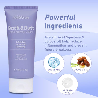 Butt Acne Clearing Treatment, Maximum Strength Body Cream for Back, Buttocks, Thigh & Chest Acne Removal, Skin Clearing Lotion for Men & Women