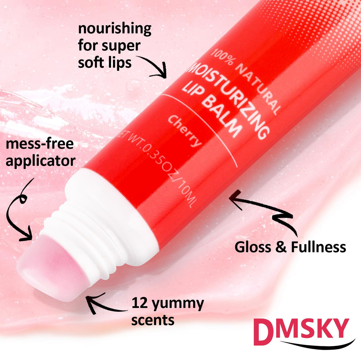 Dmsky 12 Pack Lip Gloss Bulk, Clear, Non-Sticky, 12 Flavors