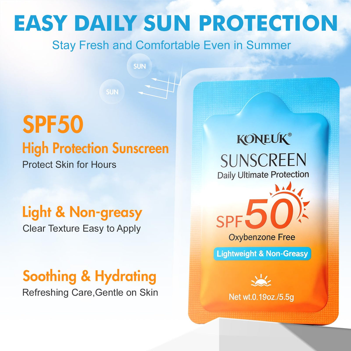 30 Pack Travel Size Sunscreen, SPF 50, Mini Sunscreen for Face and Body