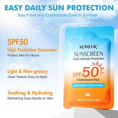 30 Pack Travel Size Sunscreen, SPF 50, Mini Sunscreen for Face and Body