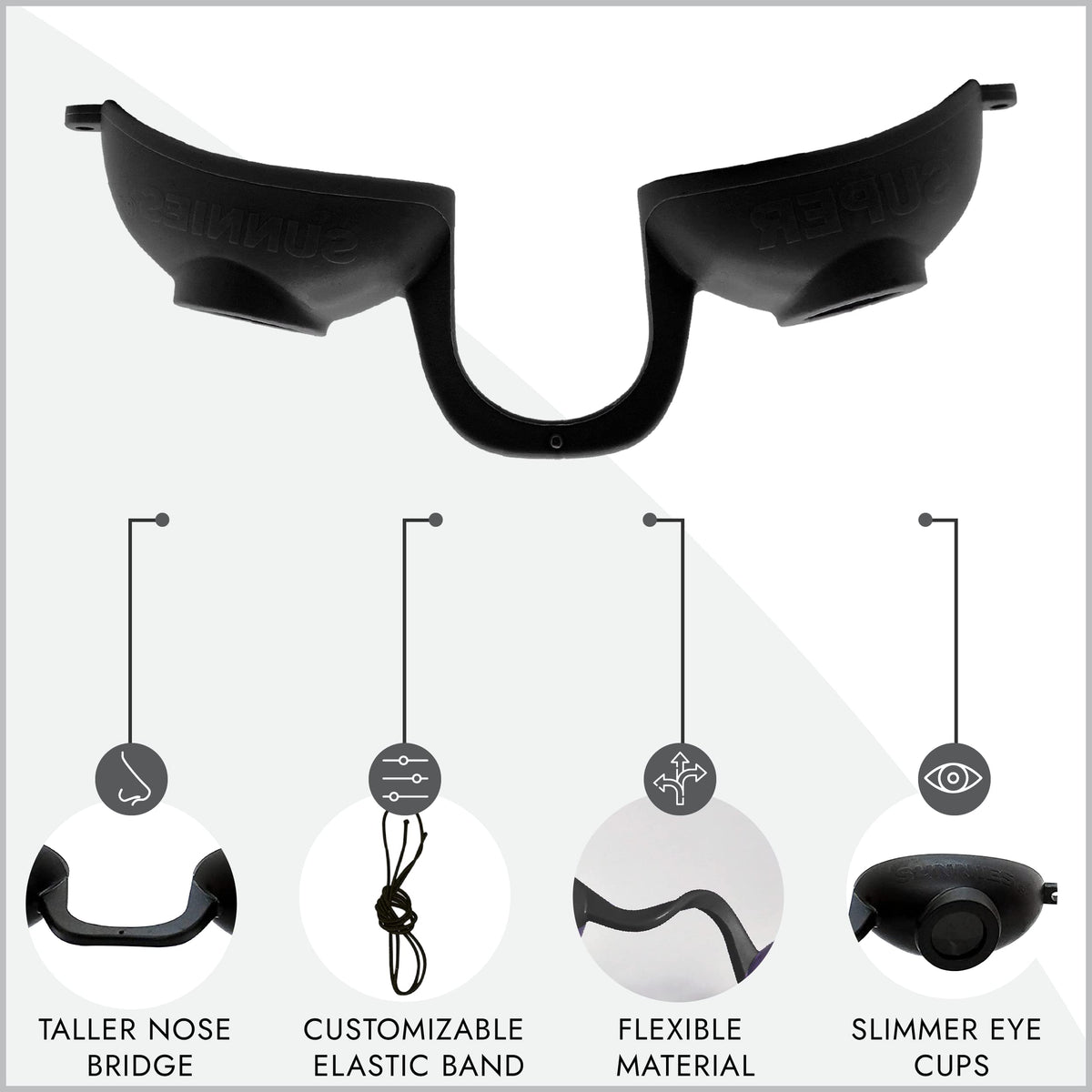 Super Sunnies FDA Compliant Flex UV Red Light Tanning Bed Goggles - Black