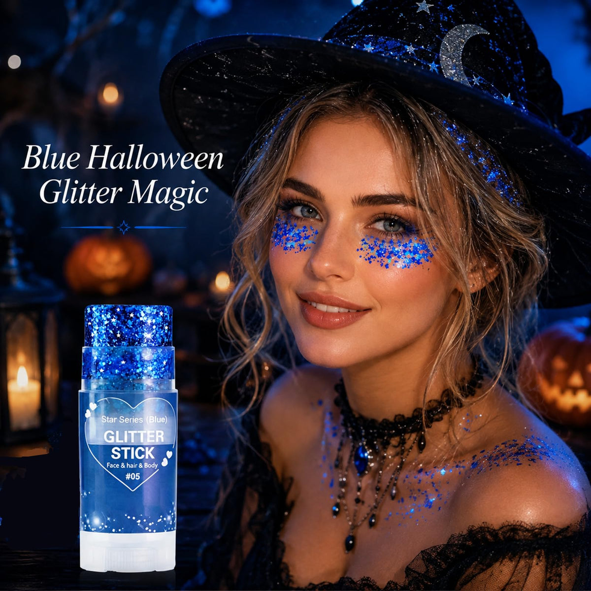 Go Ho Blue Glitter Stick, Sparkly Hair Face Body Shimmer for Women Kids