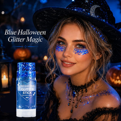 Go Ho Blue Glitter Stick, Sparkly Hair Face Body Shimmer for Women Kids
