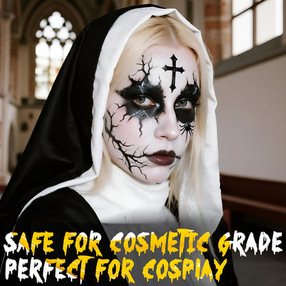 Halloween Makeup Kit with Brush, Black and White Face Body Paint(110g)