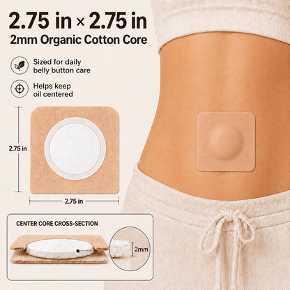 Prgislew 50Pcs Castor Oil Patches, Organic Cotton Castor Oil Pack Wrap Disposable Self-Adhesive Belly Button Patch Cover for Castor Oil, Mess-Free Anti Leakage No Wash Castor Oil Packs for Stomach